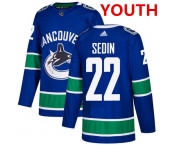 Youth Vancouver Canucks #22 Daniel Sedin Stitched Blue Third NHL Jersey