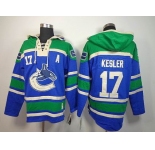 nhl jerseys vancouver canucks #17 kesler green-blue[pullover hooded sweatshirt][A patch]
