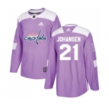 Adidas Washington Capitals #21 Lucas Johansen Authentic Purple Fights Cancer Practice NHL Jersey