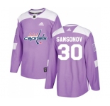 Adidas Washington Capitals #30 Ilya Samsonov Authentic Purple Fights Cancer Practice NHL Jersey