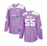 Adidas Washington Capitals #55 Aaron Ness Authentic Purple Fights Cancer Practice NHL Jersey