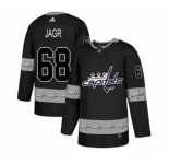 Adidas Washington Capitals #68 Jaromir Jagr Authentic Black Team Logo Fashion NHL Jersey