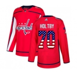 Adidas Washington Capitals #70 Braden Holtby Authentic Red USA Flag Fashion NHL Jersey