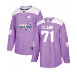 Adidas Washington Capitals #71 Kody Clark Authentic Purple Fights Cancer Practice NHL Jersey