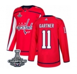 Men Adidas Washington Capitals #11 Mike Gartner Authentic Red Home 2018 Stanley Cup Final Champions NHL Jersey