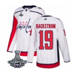 Men Adidas Washington Capitals #19 Nicklas Backstrom Authentic White Away 2018 Stanley Cup Final Champions NHL Jersey