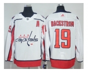 Men Adidas Washington Capitals #19 Nicklas Backstrom White Road Authentic Stitched NHL Jersey
