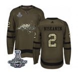Men Adidas Washington Capitals #2 Matt Niskanen Authentic Green Salute to Service 2018 Stanley Cup Final Champions NHL Jersey