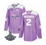 Men Adidas Washington Capitals #2 Matt Niskanen Authentic Purple Fights Cancer Practice 2018 Stanley Cup Final Champions NHL Jersey