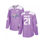 Men Adidas Washington Capitals #21 Dennis Maruk Purple Authentic Fights Cancer Stitched NHL Jersey