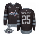 Men Adidas Washington Capitals #25 Devante Smith-Pelly Authentic Black 1917-2017 100th Anniversary 2018 Stanley Cup Final Champions NHL Jersey