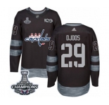 Men Adidas Washington Capitals #29 Christian Djoos Authentic Black 1917-2017 100th Anniversary 2018 Stanley Cup Final Champions NHL Jersey