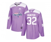 Men Adidas Washington Capitals #32 Dale Hunter Purple Authentic Fights Cancer Stitched NHL Jersey