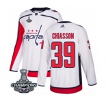 Men Adidas Washington Capitals #39 Alex Chiasson Authentic White Away 2018 Stanley Cup Final Champions NHL Jersey