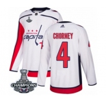 Men Adidas Washington Capitals #4 Taylor Chorney Authentic White Away 2018 Stanley Cup Final Champions NHL Jersey