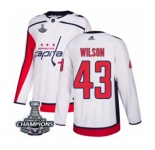 Men Adidas Washington Capitals #43 Tom Wilson Authentic White Away 2018 Stanley Cup Final Champions NHL Jersey