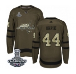 Men Adidas Washington Capitals #44 Brooks Orpik Authentic Green Salute to Service 2018 Stanley Cup Final Champions NHL Jersey