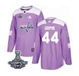 Men Adidas Washington Capitals #44 Brooks Orpik Authentic Purple Fights Cancer Practice 2018 Stanley Cup Final Champions NHL Jersey