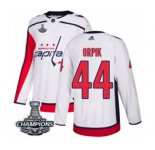 Men Adidas Washington Capitals #44 Brooks Orpik Authentic White Away 2018 Stanley Cup Final Champions NHL Jersey