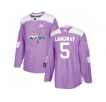 Men Adidas Washington Capitals #5 Rod Langway Purple Authentic Fights Cancer Stitched NHL Jersey