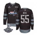 Men Adidas Washington Capitals #55 Aaron Ness Authentic Black 1917-2017 100th Anniversary 2018 Stanley Cup Final Champions NHL Jersey