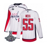 Men Adidas Washington Capitals #55 Aaron Ness Authentic White Away 2018 Stanley Cup Final Champions NHL Jersey