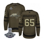 Men Adidas Washington Capitals #65 Andre Burakovsky Authentic Green Salute to Service 2018 Stanley Cup Final Champions NHL Jersey