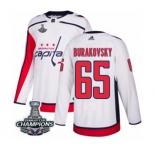 Men Adidas Washington Capitals #65 Andre Burakovsky Authentic White Away 2018 Stanley Cup Final Champions NHL Jersey