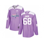Men Adidas Washington Capitals #68 Jaromir Jagr Purple Authentic Fights Cancer Stitched NHL Jersey