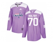Men Adidas Washington Capitals #70 Braden Holtby Purple Authentic Fights Cancer Stitched NHL Jersey