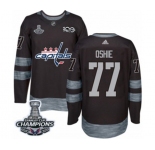 Men Adidas Washington Capitals #77 T.J. Oshie Authentic Black 1917-2017 100th Anniversary 2018 Stanley Cup Final Champions NHL Jersey