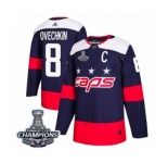 Men Adidas Washington Capitals #8 Alex Ovechkin Authentic Navy Blue 2018 Stadium Series 2018 Stanley Cup Final Champions NHL Jersey