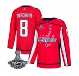 Men Adidas Washington Capitals #8 Alex Ovechkin Authentic Red Home 2018 Stanley Cup Final Champions NHL Jersey