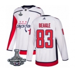 Men Adidas Washington Capitals #83 Jay Beagle Authentic White Away 2018 Stanley Cup Final Champions NHL Jersey