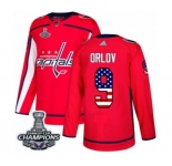 Men Adidas Washington Capitals #9 Dmitry Orlov Authentic Red USA Flag Fashion 2018 Stanley Cup Final Champions NHL Jersey