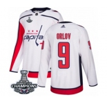 Men Adidas Washington Capitals #9 Dmitry Orlov Authentic White Away 2018 Stanley Cup Final Champions NHL Jersey