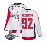 Men Adidas Washington Capitals #92 Evgeny Kuznetsov Authentic White Away 2018 Stanley Cup Final Champions NHL Jersey