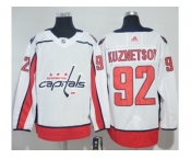 Men Adidas Washington Capitals #92 Evgeny Kuznetsov White Road Authentic Stitched NHL Jersey
