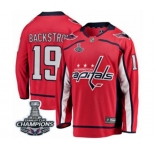 Men Washington Capitals #19 Nicklas Backstrom Fanatics Branded Red Home Breakaway 2018 Stanley Cup Final Champions NHL Jersey