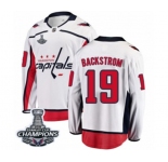 Men Washington Capitals #19 Nicklas Backstrom Fanatics Branded White Away Breakaway 2018 Stanley Cup Final Champions NHL Jersey