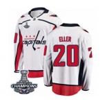 Men Washington Capitals #20 Lars Eller Fanatics Branded White Away Breakaway 2018 Stanley Cup Final Champions NHL Jersey
