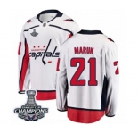 Men Washington Capitals #21 Dennis Maruk Fanatics Branded White Away Breakaway 2018 Stanley Cup Final Champions NHL Jersey