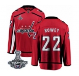 Men Washington Capitals #22 Madison Bowey Fanatics Branded Red Home Breakaway 2018 Stanley Cup Final Champions NHL Jersey