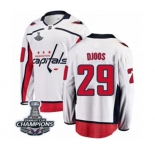 Men Washington Capitals #29 Christian Djoos Fanatics Branded White Away Breakaway 2018 Stanley Cup Final Champions NHL Jersey
