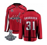 Men Washington Capitals #31 Philipp Grubauer Fanatics Branded Red Home Breakaway 2018 Stanley Cup Final Champions NHL Jersey