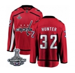 Men Washington Capitals #32 Dale Hunter Fanatics Branded Red Home Breakaway 2018 Stanley Cup Final Champions NHL Jersey