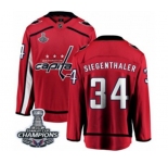 Men Washington Capitals #34 Jonas Siegenthaler Fanatics Branded Red Home Breakaway 2018 Stanley Cup Final Champions NHL Jersey