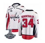 Men Washington Capitals #34 Jonas Siegenthaler Fanatics Branded White Away Breakaway 2018 Stanley Cup Final Champions NHL Jersey