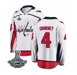 Men Washington Capitals #4 Taylor Chorney Fanatics Branded White Away Breakaway 2018 Stanley Cup Final Champions NHL Jersey
