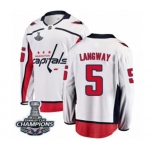 Men Washington Capitals #5 Rod Langway Fanatics Branded White Away Breakaway 2018 Stanley Cup Final Champions NHL Jersey